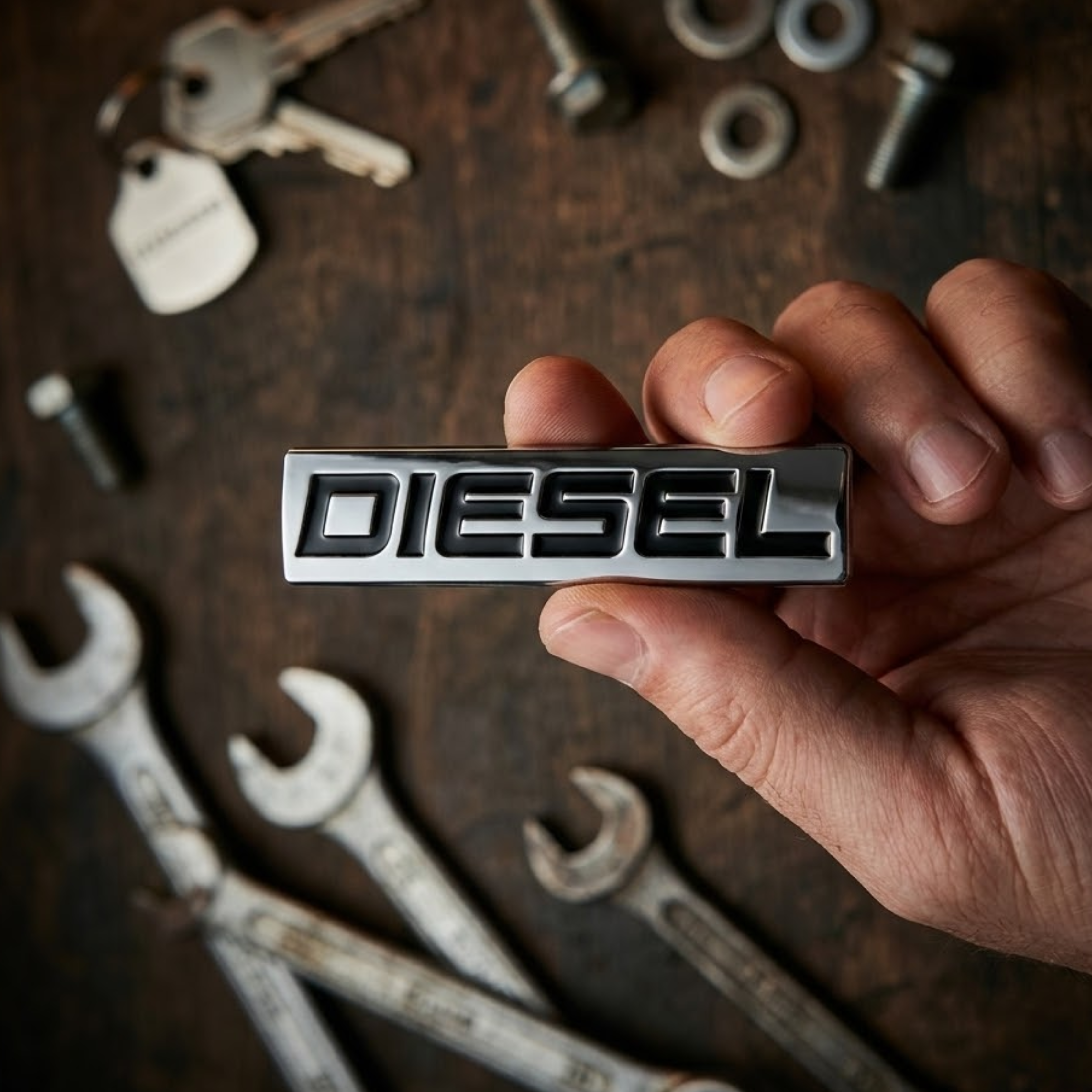 Carsonify 3D Metal Diesel Car Badge Emblem Sticker | Premium Aluminum Alloy Diesel Logo Decal | Self-Adhesive Chrome Badge for Car & Bike Exterior | Metallic Auto Styling Accessory