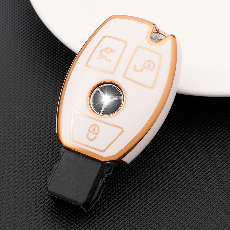 Acto TPU Gold Series Car Key Cover With TPU Gold Key Chain For Mercedes A-Class