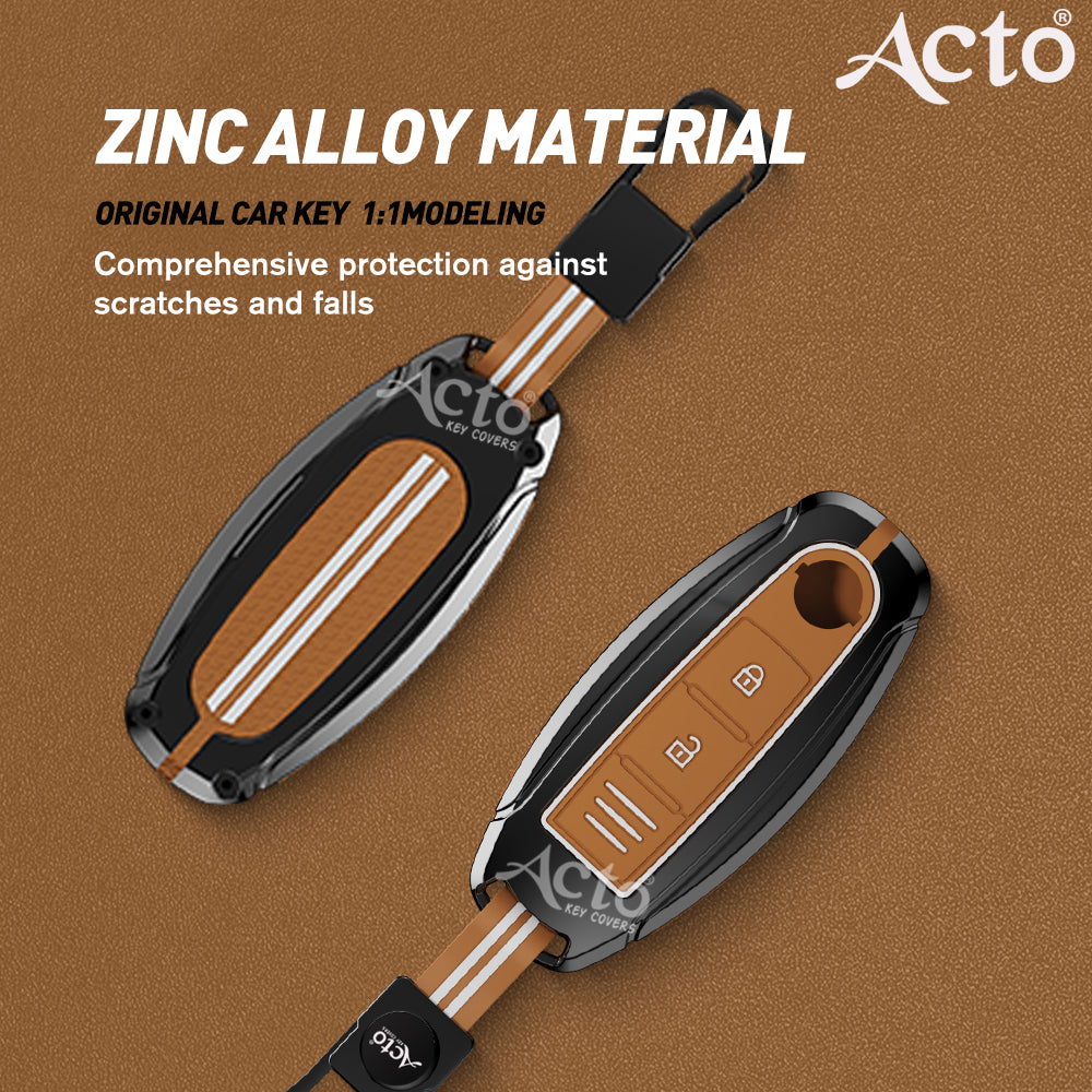 Acto Metal Sapphire Key Cover and Key chain Compatible with Toyota Corolla Altis and Innova Crysta Pack of 1 Set (Glow in the Night)