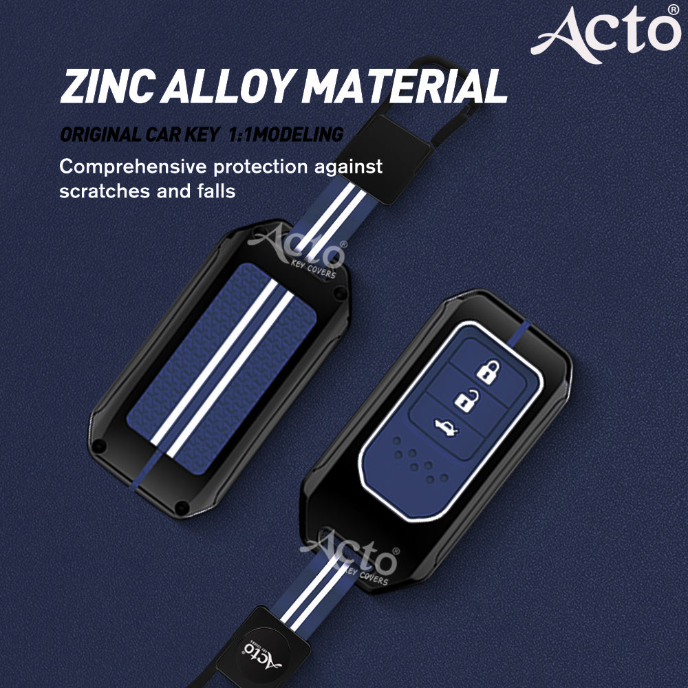 Acto Metal Sapphire Key Cover and Key chain Compatible with Honda Accord, Civic, WR-V, BR-V, CR-V, City, Jazz Pack of 1 Set (Glow in the Night)