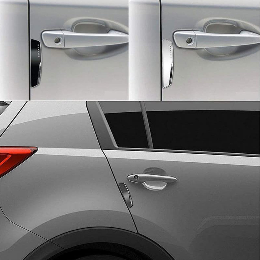 Car Status High Glossy Door Guard Edge Protector Set Of 4Pcs In Silver