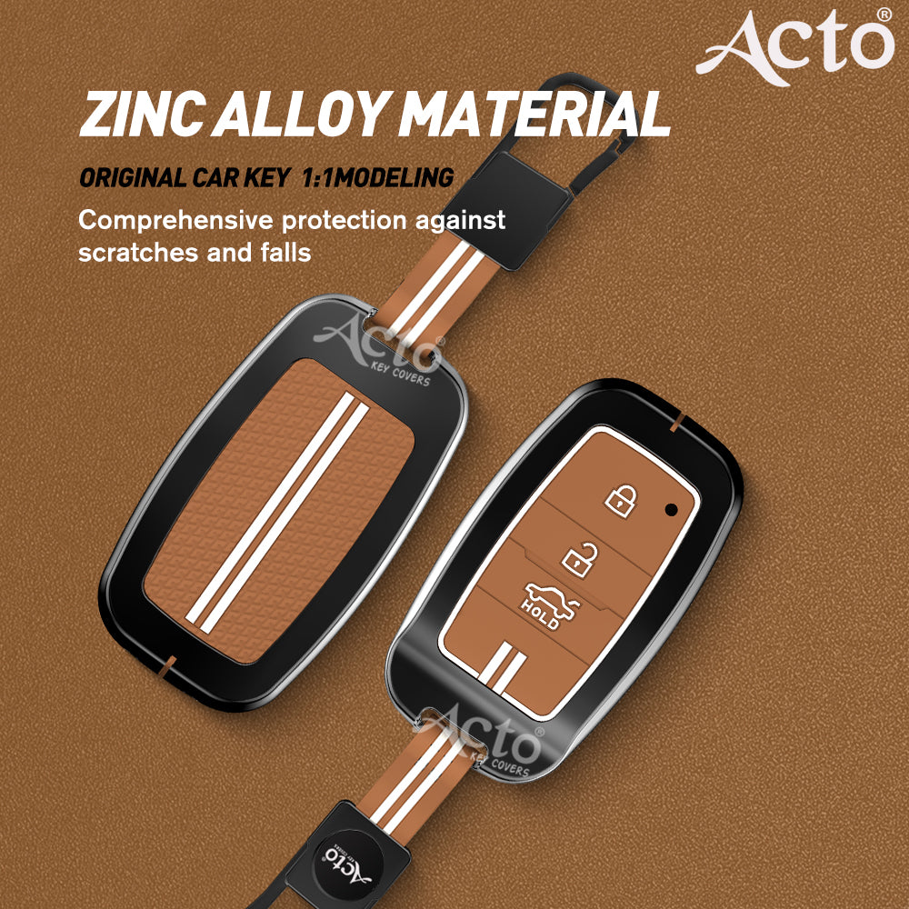 Acto Metal Sapphire Key Cover and Key chain KIA Seltos & Carens Compatible with  Pack of 1 Set (Glow in the Night)