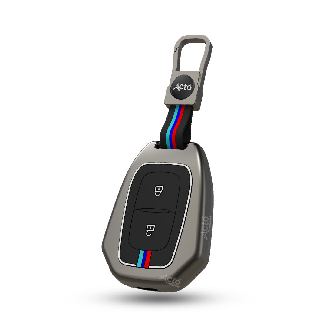 Acto Metal Sapphire Key Cover and Key chain Renault Duster, Kwid & Triber Compatible with  Pack of 1 Set (Glow in the Night)