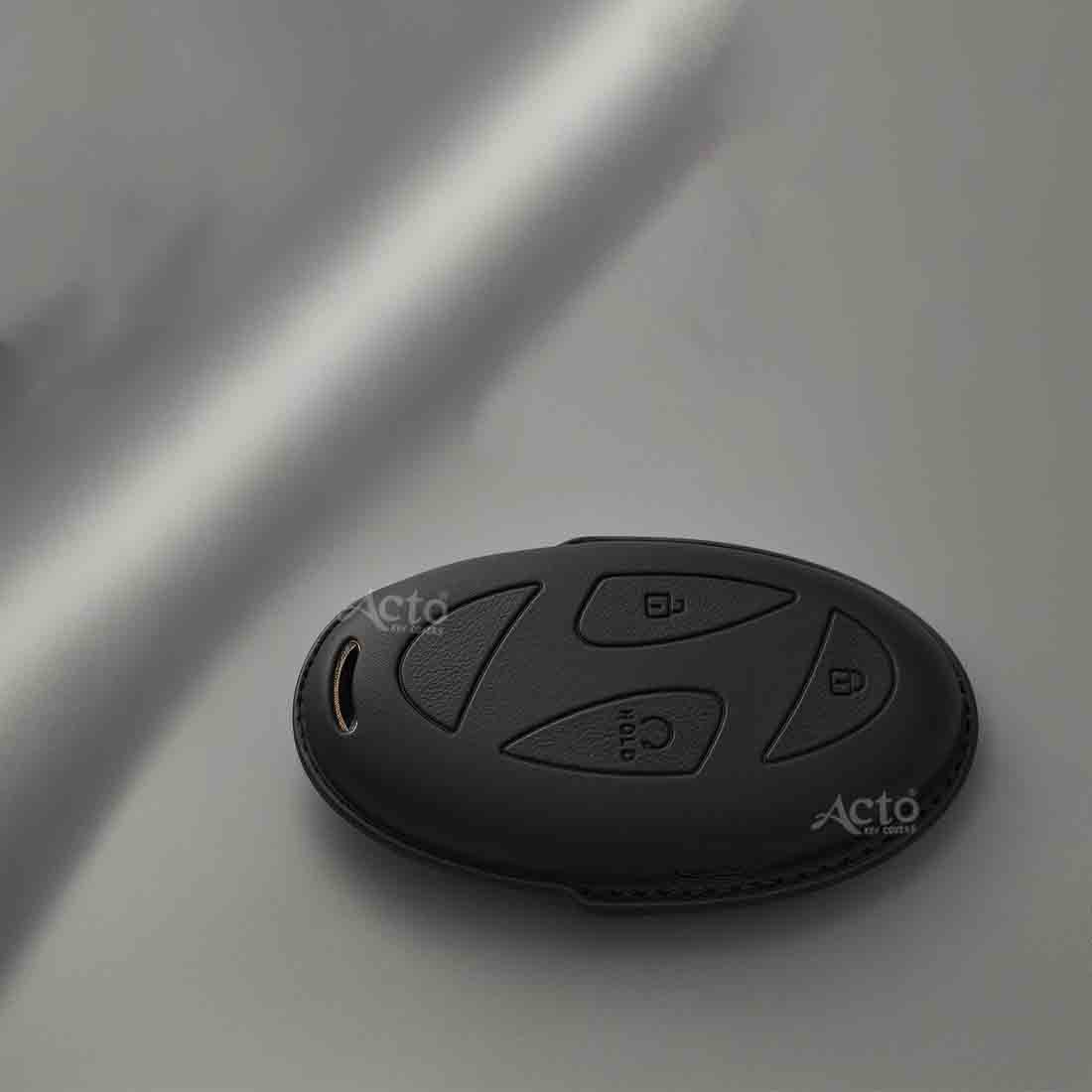 ACTO PU Leather Key Cover with Leather Key Chain Compatible with Hyundai Venue 2025+ 4 Button Smart Key Pack of 1 Pcs