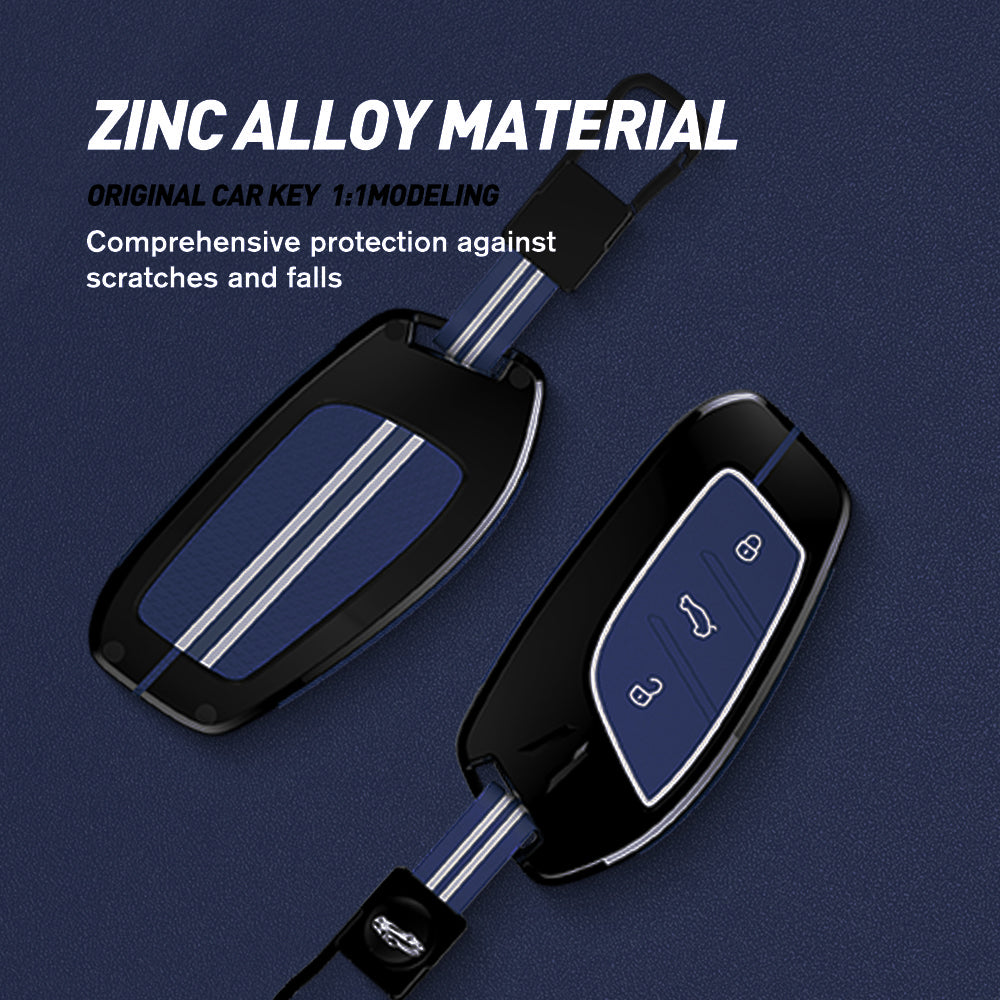 Acto Metal Sapphire Key Cover and Key chain Compatible with MG Astor I Hector I Comet EV I Hector plus I Gloster I ZS EV I ZS Pack of 1 Set (Glow in the Night)