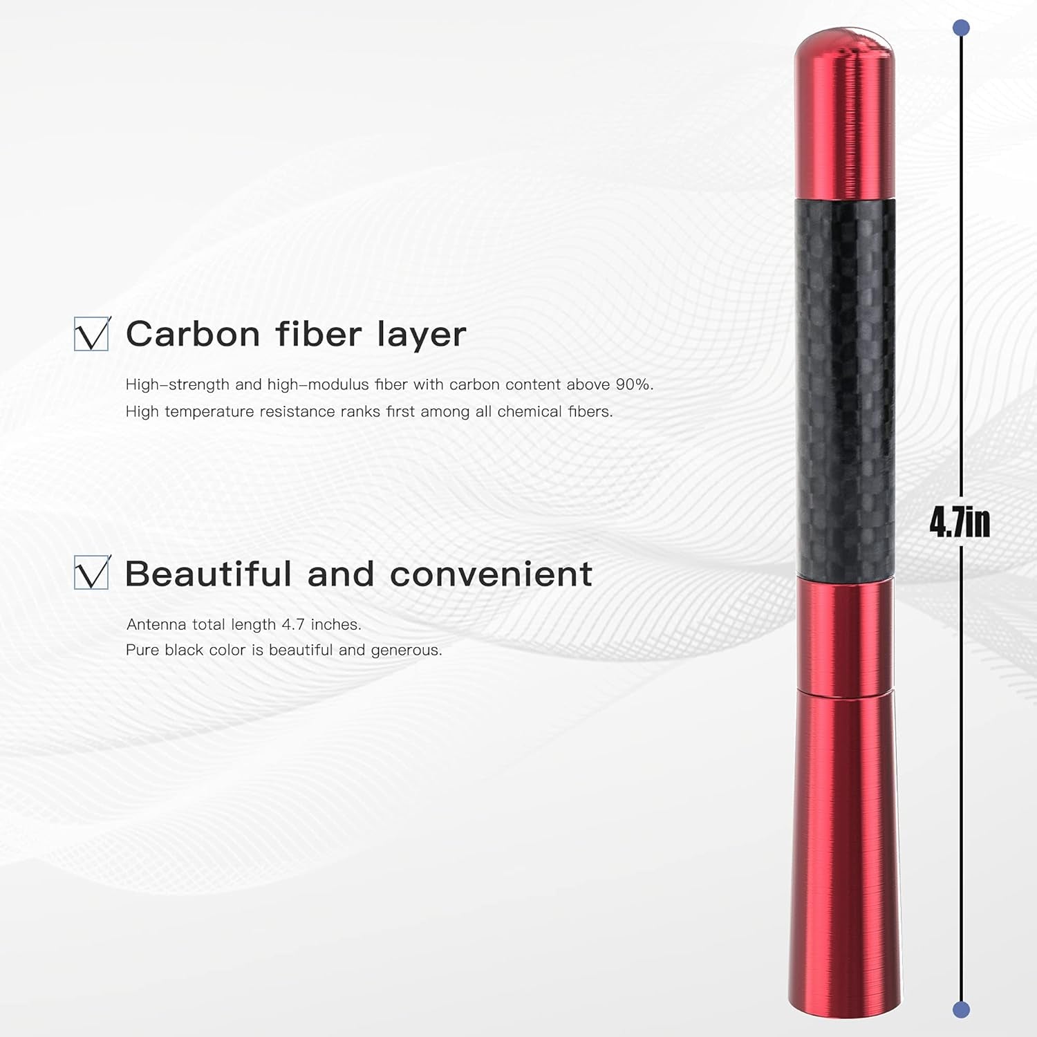 Universal 4.7inch Carbon Fiber Replacement antenna for FM/AM Radio Signal Car Aerial Antenna