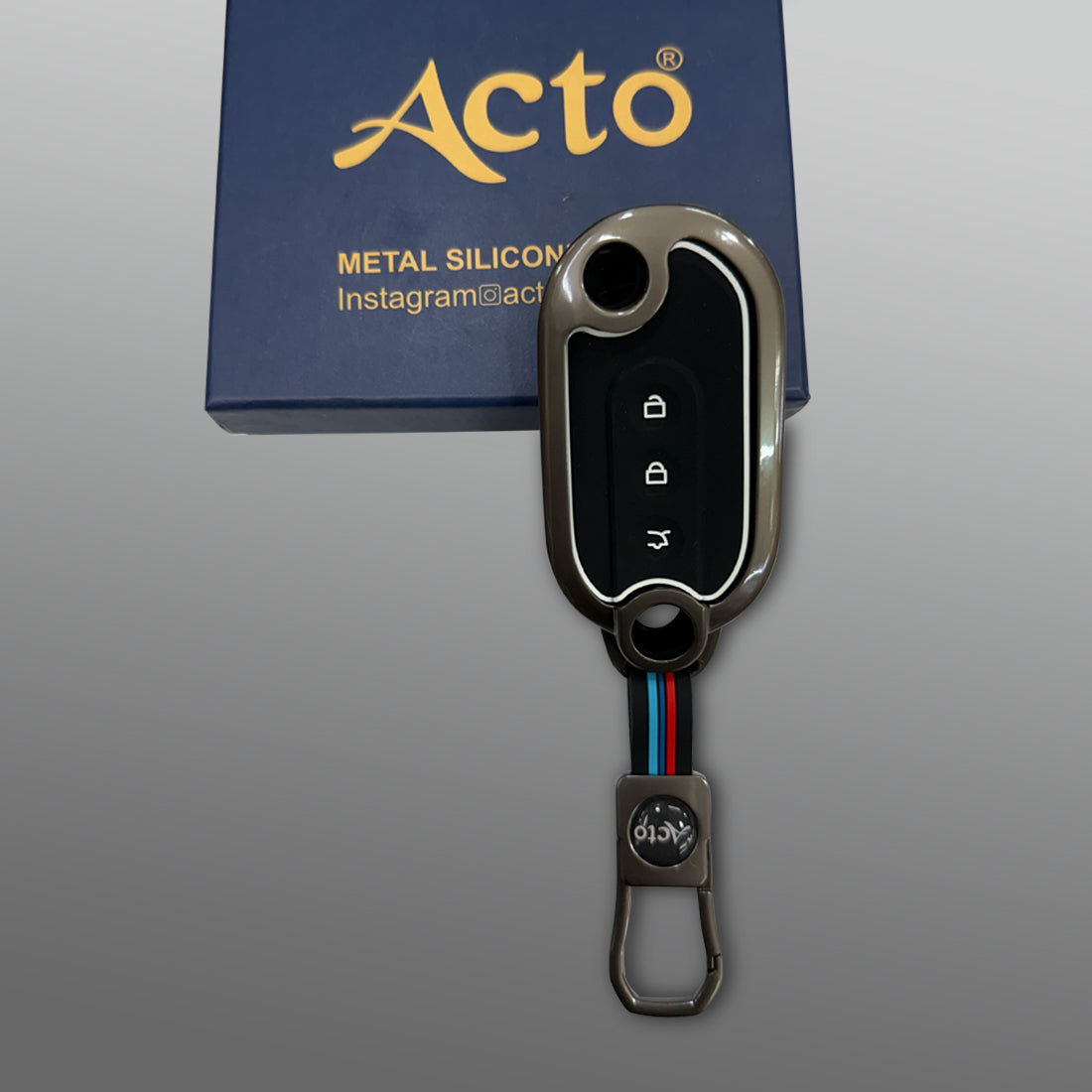 Acto Car Key Cover Metal Silicone Compatible with MG Hector