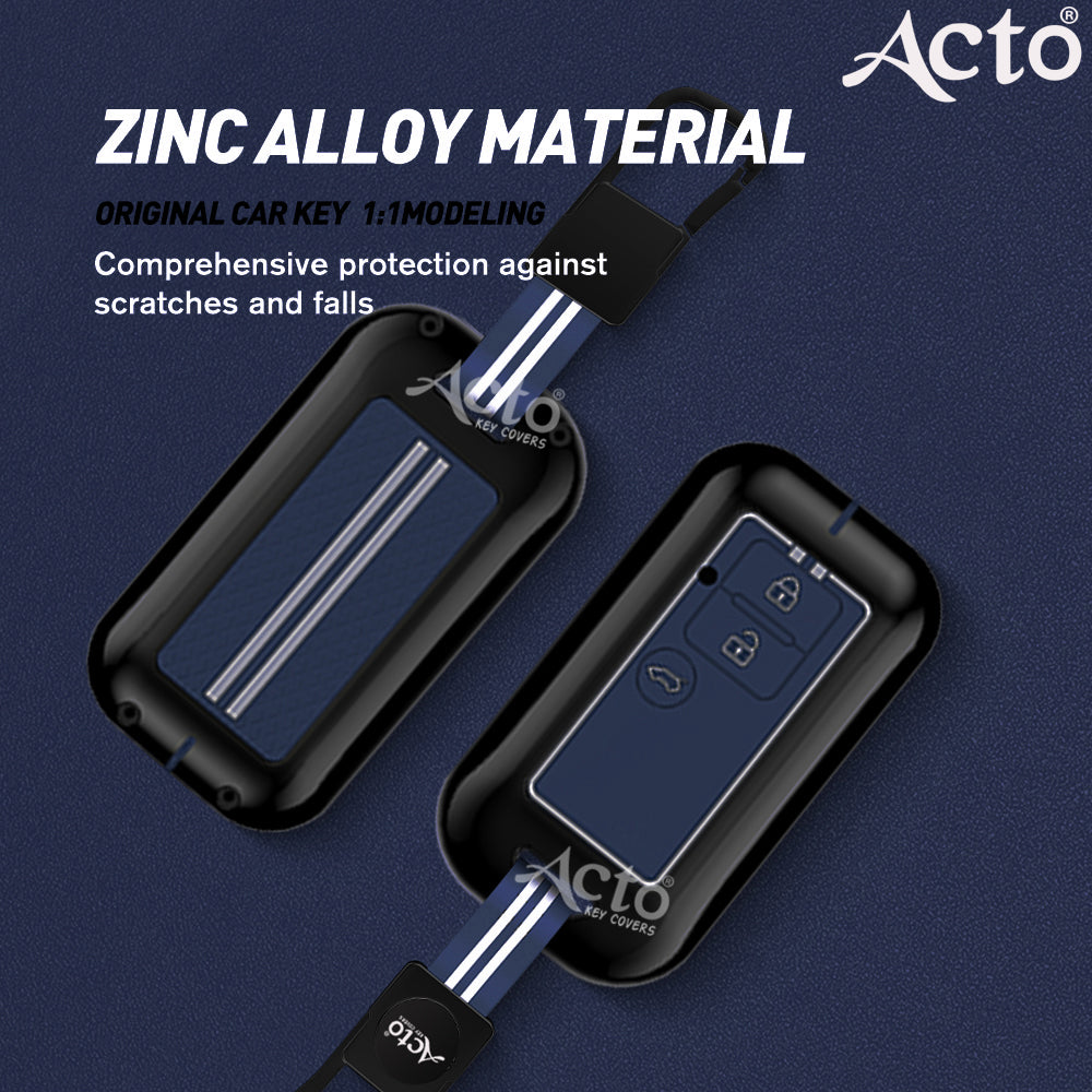 Acto Metal Sapphire Key Cover and Key chain Compatible with Suzuki New Dzire I New Ertiga Pack of 1 Set (Glow in the Night)