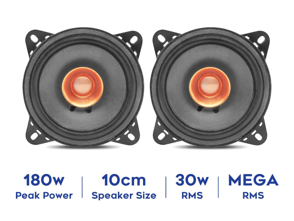 myTVS 4" Dual Cone Car Speakers with mega bass 180W