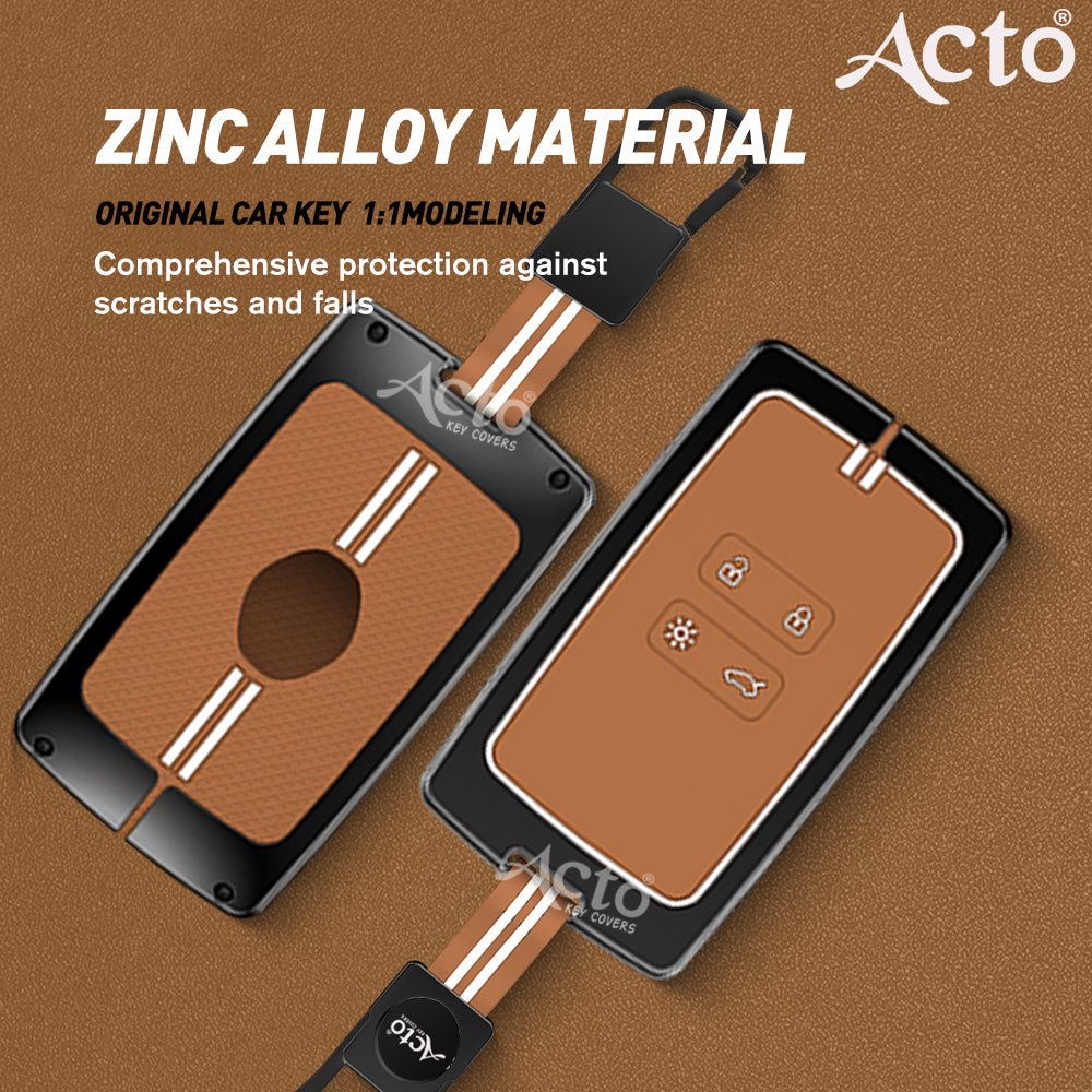 Acto Metal Sapphire Key Cover and Key chain Renault Triber & Kiger Compatible with  Pack of 1 Set (Glow in the Night)