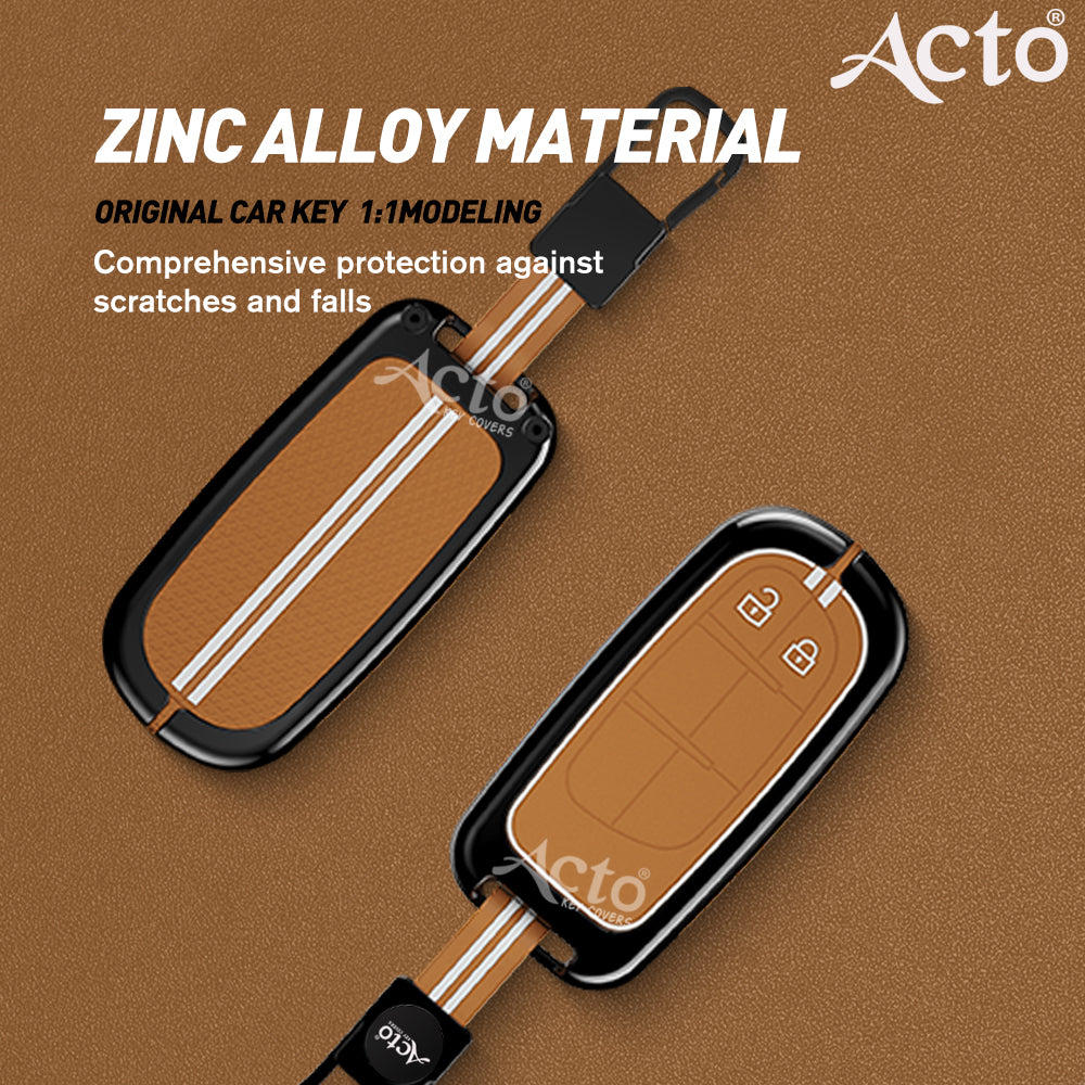 Acto Metal Sapphire Key Cover and Key chain Jeep Compass & Compass Trailhawk Compatible with  Pack of 1 Set (Glow in the Night)
