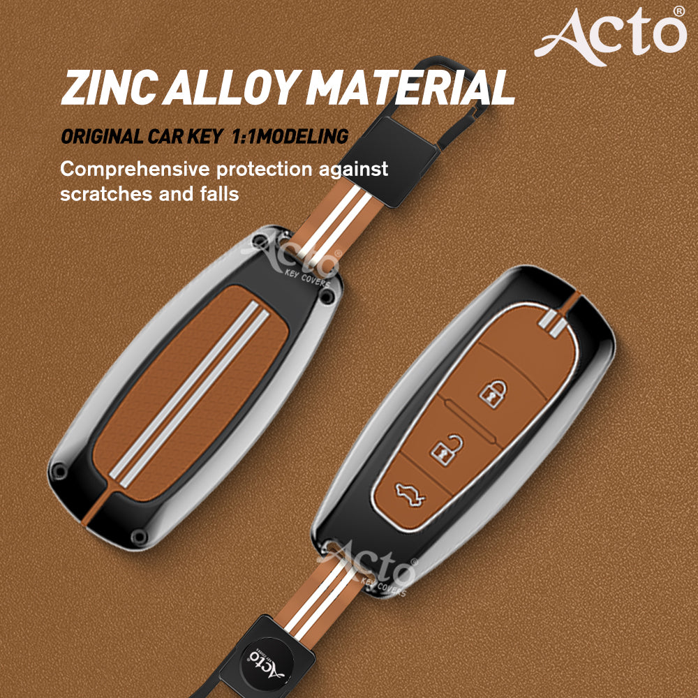 Acto Metal Sapphire Key Cover and Key chain Compatible with Suzuki Baleno I Breeza I Ciaz I Ignis I S-cross 3Button Pack of 1 Set (Glow in the Night)