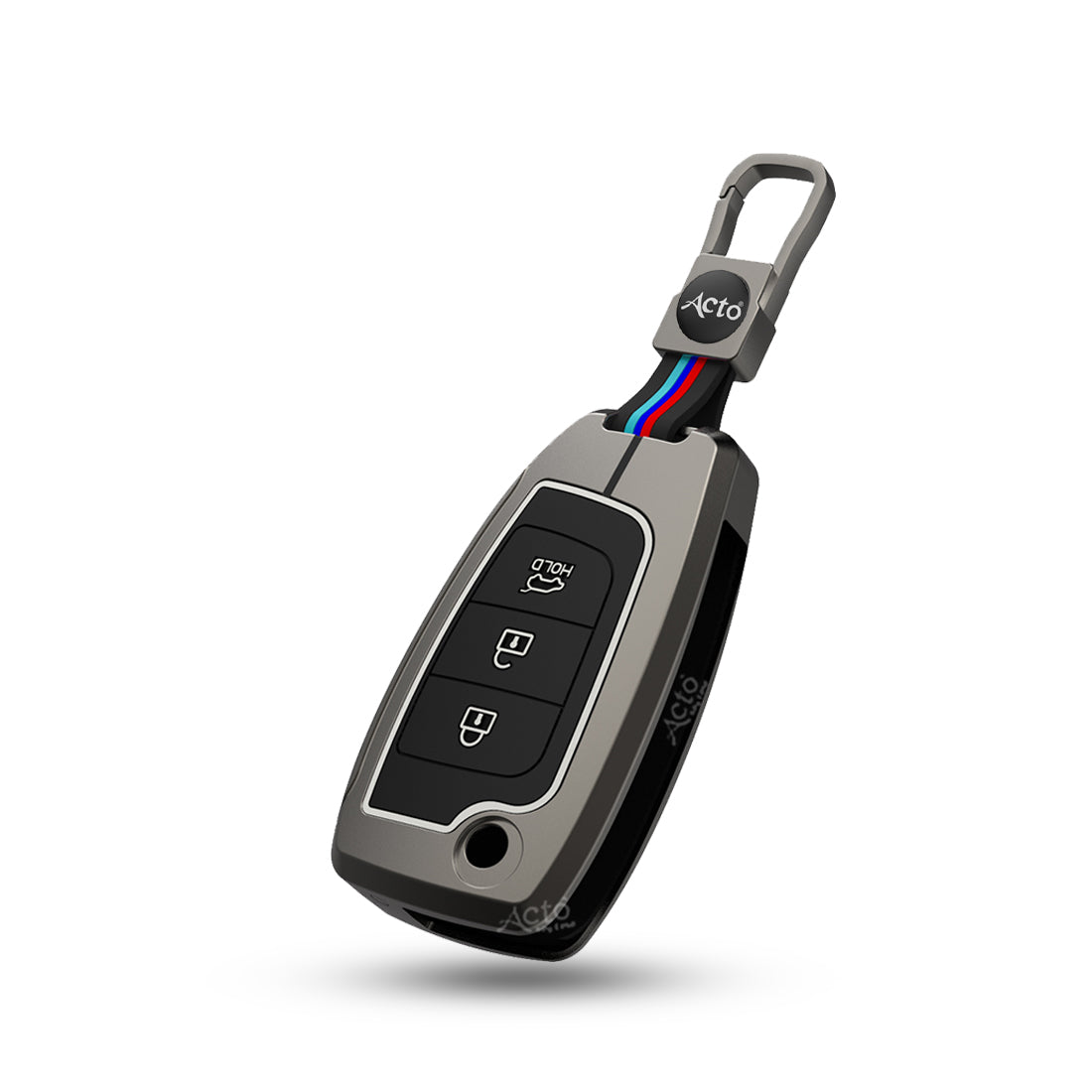 Acto Metal Sapphire Key Cover and Key chain Compatible with Hyundai i20 I Kona I Verna 2018 Pack of 1 Set (Glow in the Night)