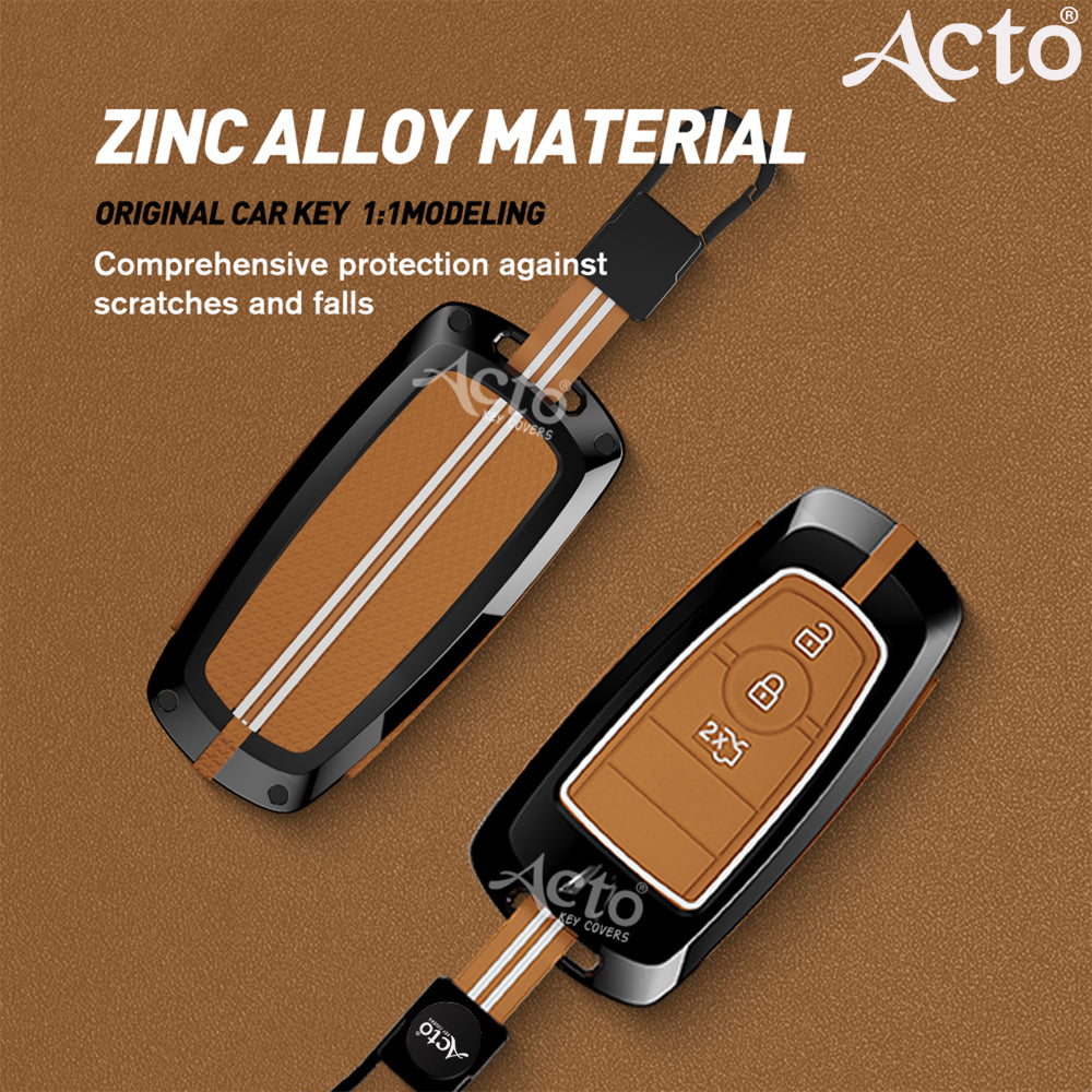 Acto Metal Sapphire Key Cover and Key chain Compatible with Ford Fiesta Pack of 1 Set (Glow in the Night)