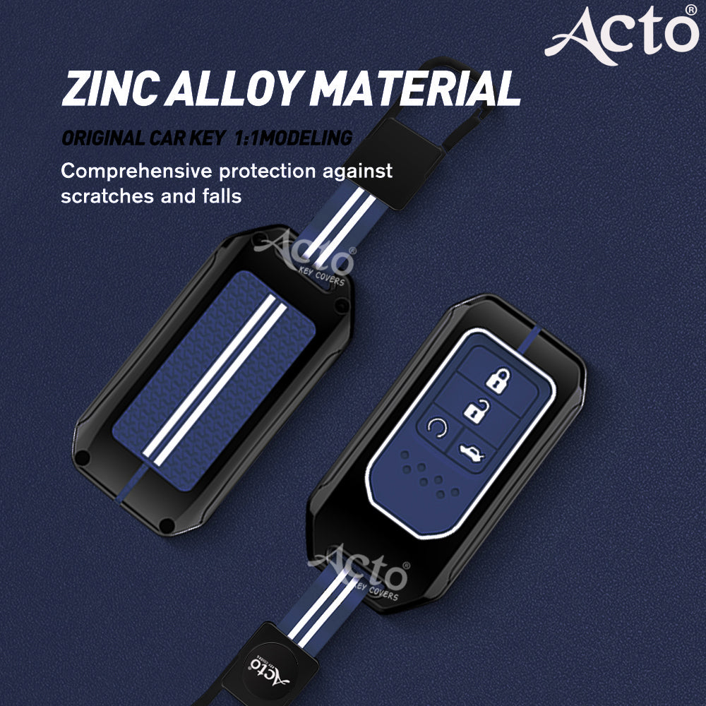 Acto Metal Sapphire Key Cover and Key chain Compatible with Honda Accord, Civic, WR-V, BR-V, CR-V, City, Jazz Pack of 1 Set (Glow in the Night)