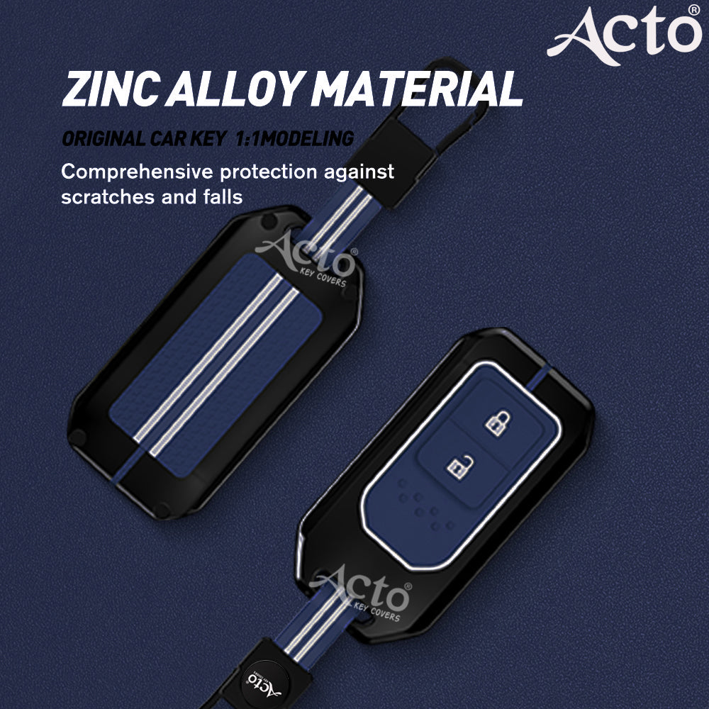 Acto Metal Sapphire Key Cover and Key chain Compatible with Honda BR-V Pack of 1 Set (Glow in the Night)