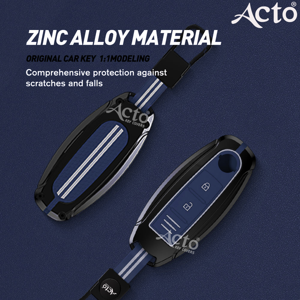 Acto Metal Sapphire Key Cover and Key chain Compatible with Toyota Corolla Altis and Innova Crysta Pack of 1 Set (Glow in the Night)