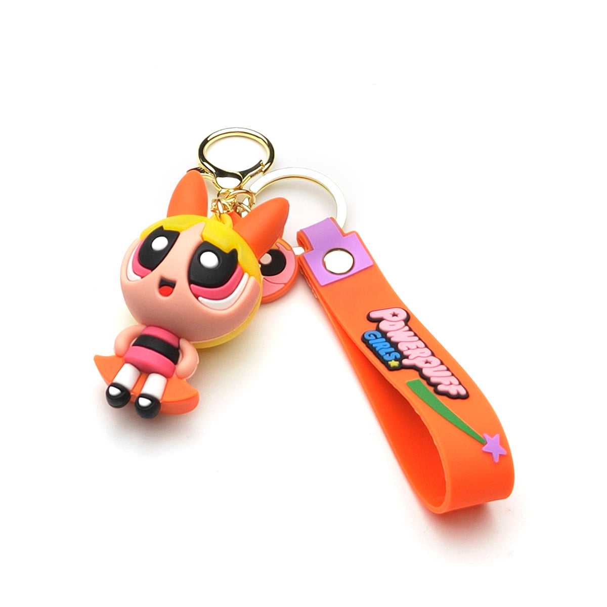 3D PVC Cartoon Keychain Powerpuff Girls Bubbles