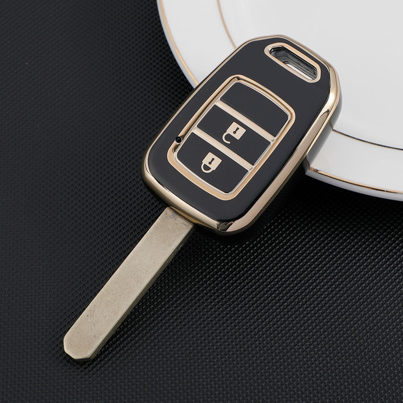 Acto TPU Gold Series Car Key Cover With TPU Gold Key Chain For Honda Amaze