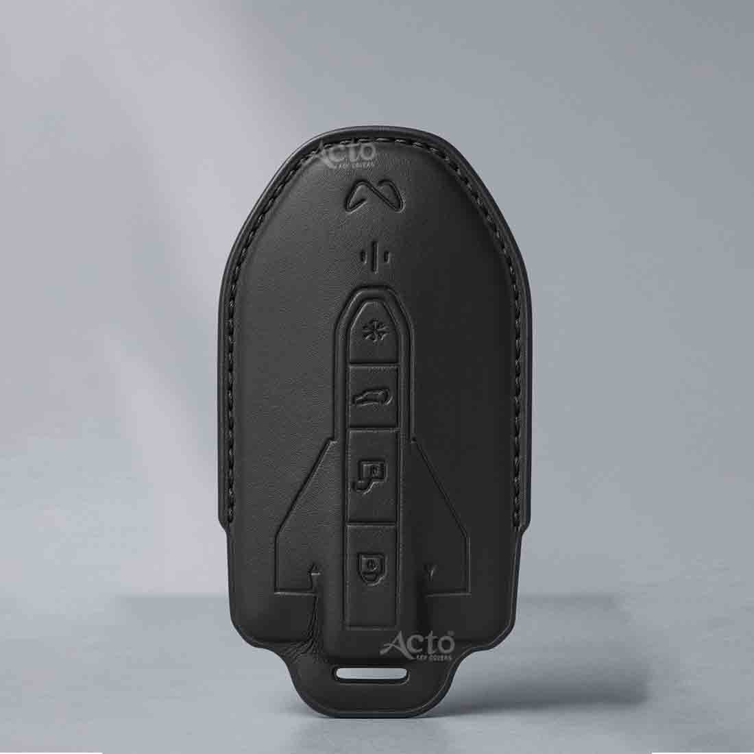 ACTO PU Leather Key Cover with Leather Key Chain Compatible with Mahindra BE 6E 3 Button Smart Key Pack of 1 Pcs