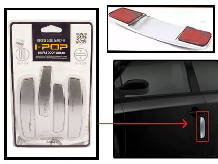 Car I-Pop Simple Door Guard Edge Protector Set Of 4Pcs In Silver