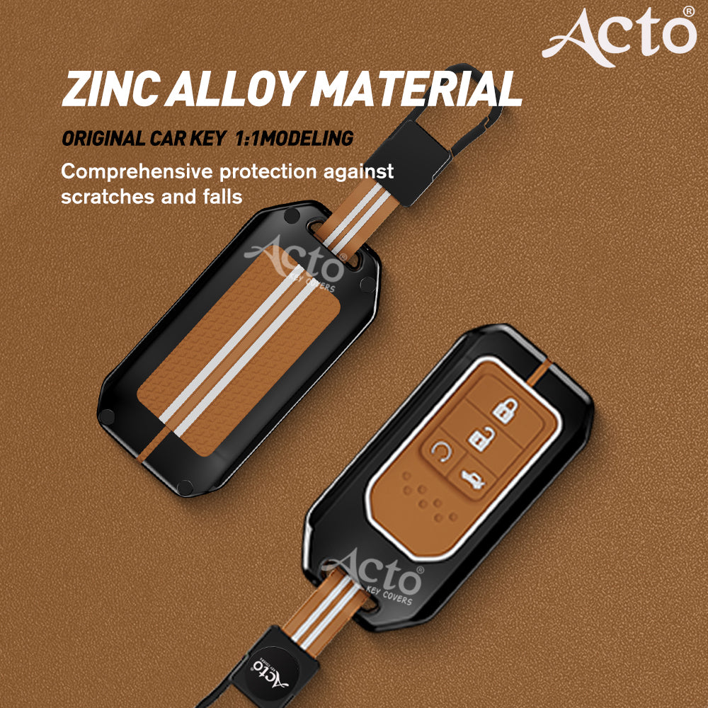 Acto Metal Sapphire Key Cover and Key chain Compatible with Honda Accord, Civic, WR-V, BR-V, CR-V, City, Jazz Pack of 1 Set (Glow in the Night)