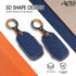 ACTO Alcantra Key Cover and Key Chain in Dashing Blue Cover and Orange Stiching Design Compatible with KIA Sonet 2025 | Seltos 2025 3 Button Smart Key Pack of 1 Set