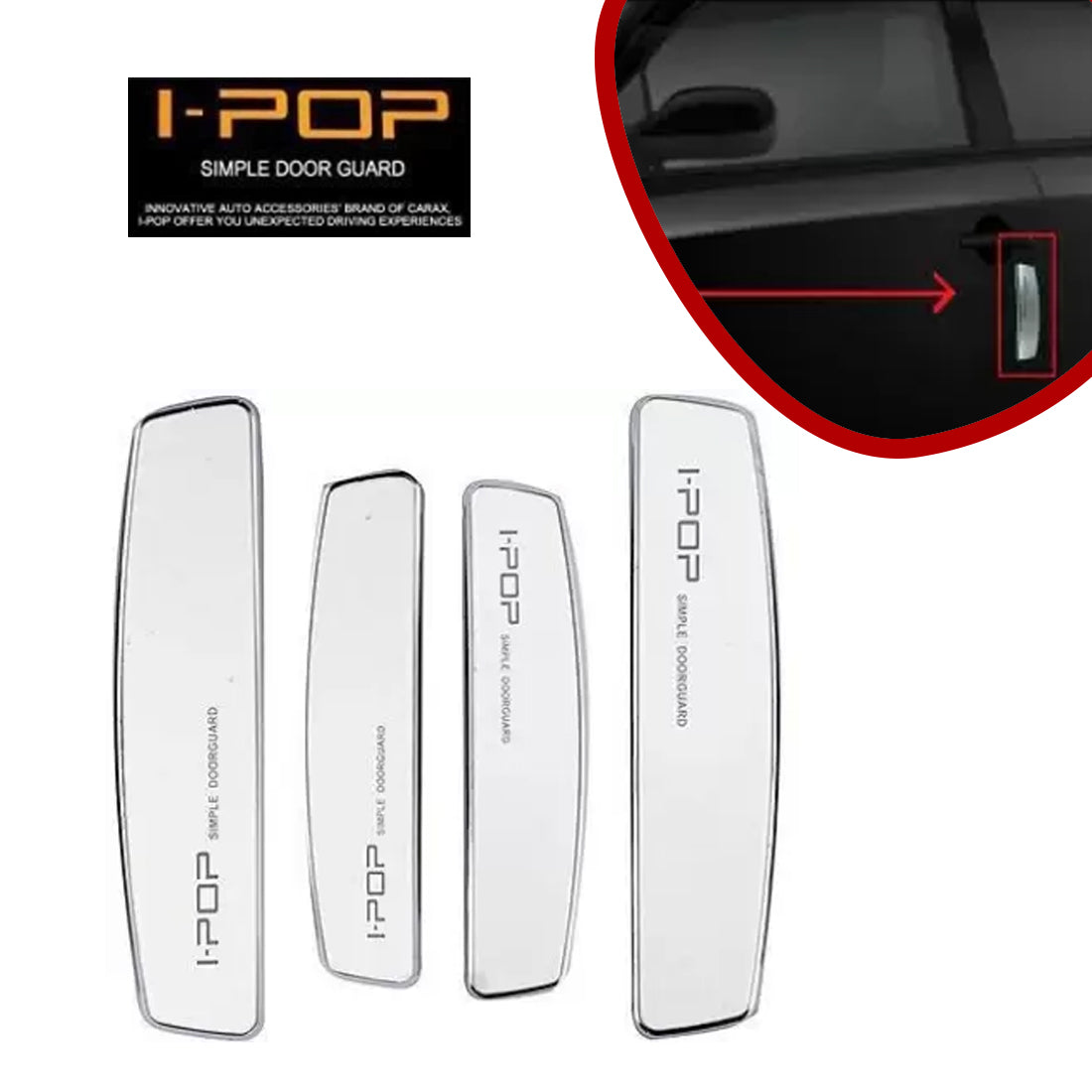 Car I-Pop Simple Door Guard Edge Protector Set Of 4Pcs In White