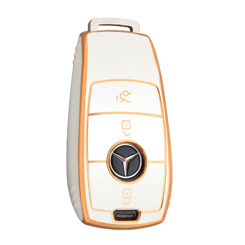 Acto TPU Gold Series Car Key Cover With Diamond Key Ring For Mercedes S-Class