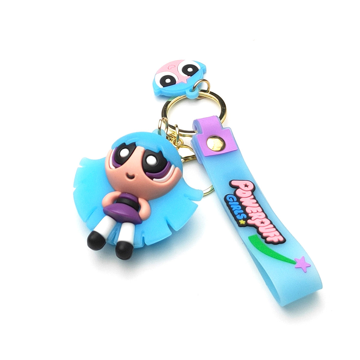 3D PVC Cartoon Keychain Powerpuff Girls Bubbles