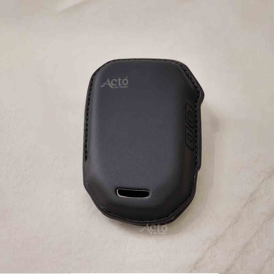 ACTO PU Leather Key Cover with Leather Key Chain Compatible with KIA Sonet 2025+ | Seltos 2025+ 3 Button Smart Key Pack of 1 Pcs