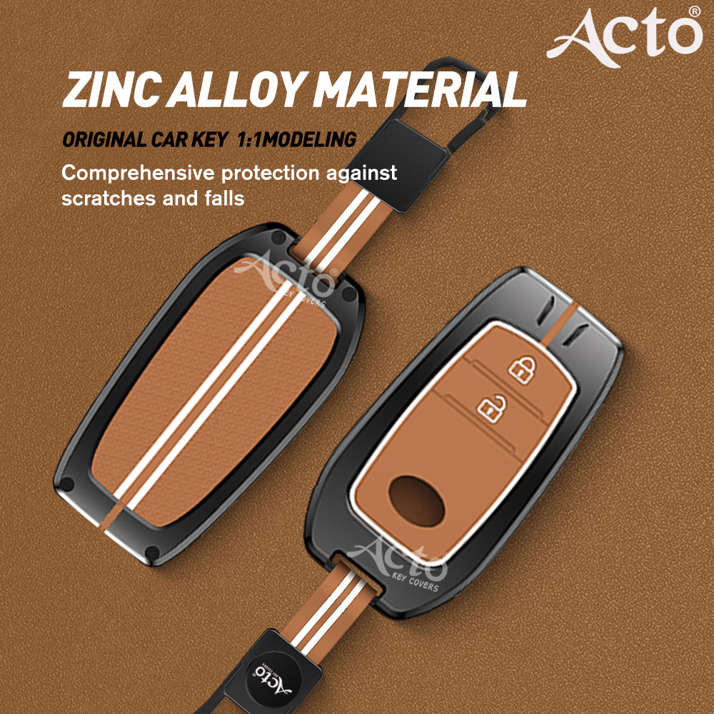 Acto Metal Sapphire Key Cover and Key chain Compatible with Toyota Crysta, Fortuner Pack of 1 Set (Glow in the Night)