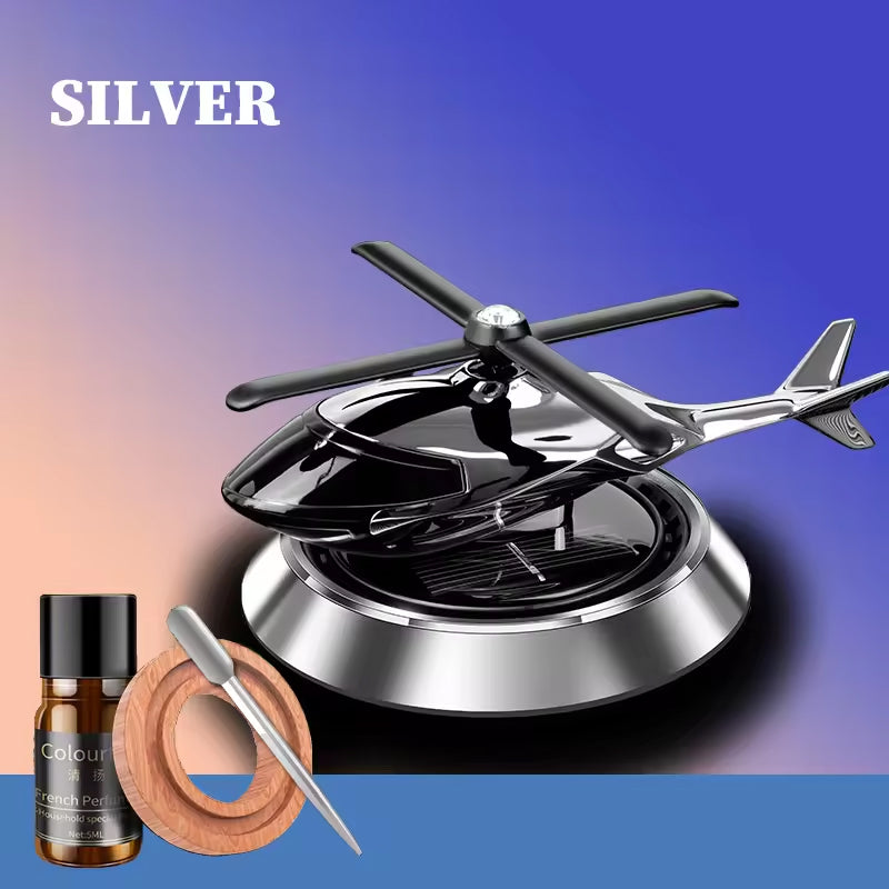 Solar Powered Rotating Helicopter Aromacure Furnishing Air Freshener Tablet for Car Interior