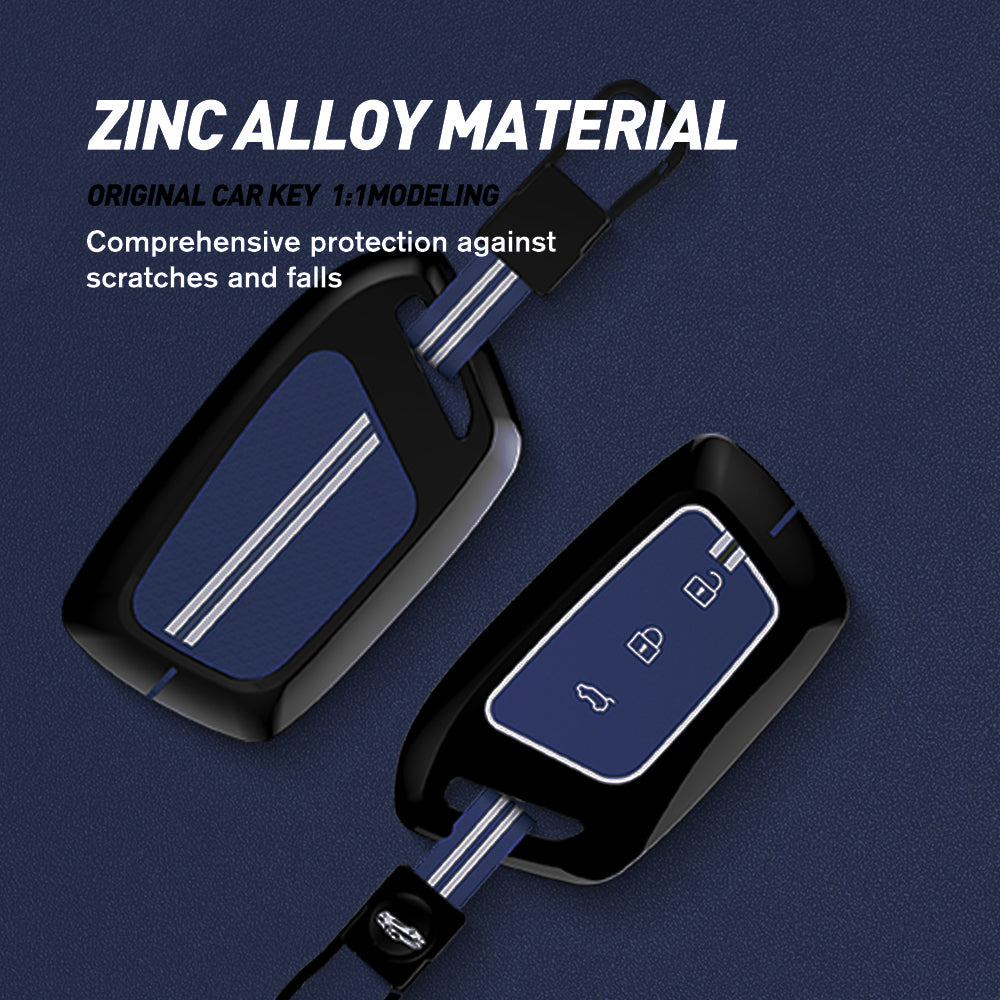 Acto Metal Sapphire Key Cover and Key chain Compatible with MG Windsor EV I Astor I Hector I Comet EV I Hector plus I Gloster I ZS EV I ZS Pack of 1 Set (Glow in the Night)