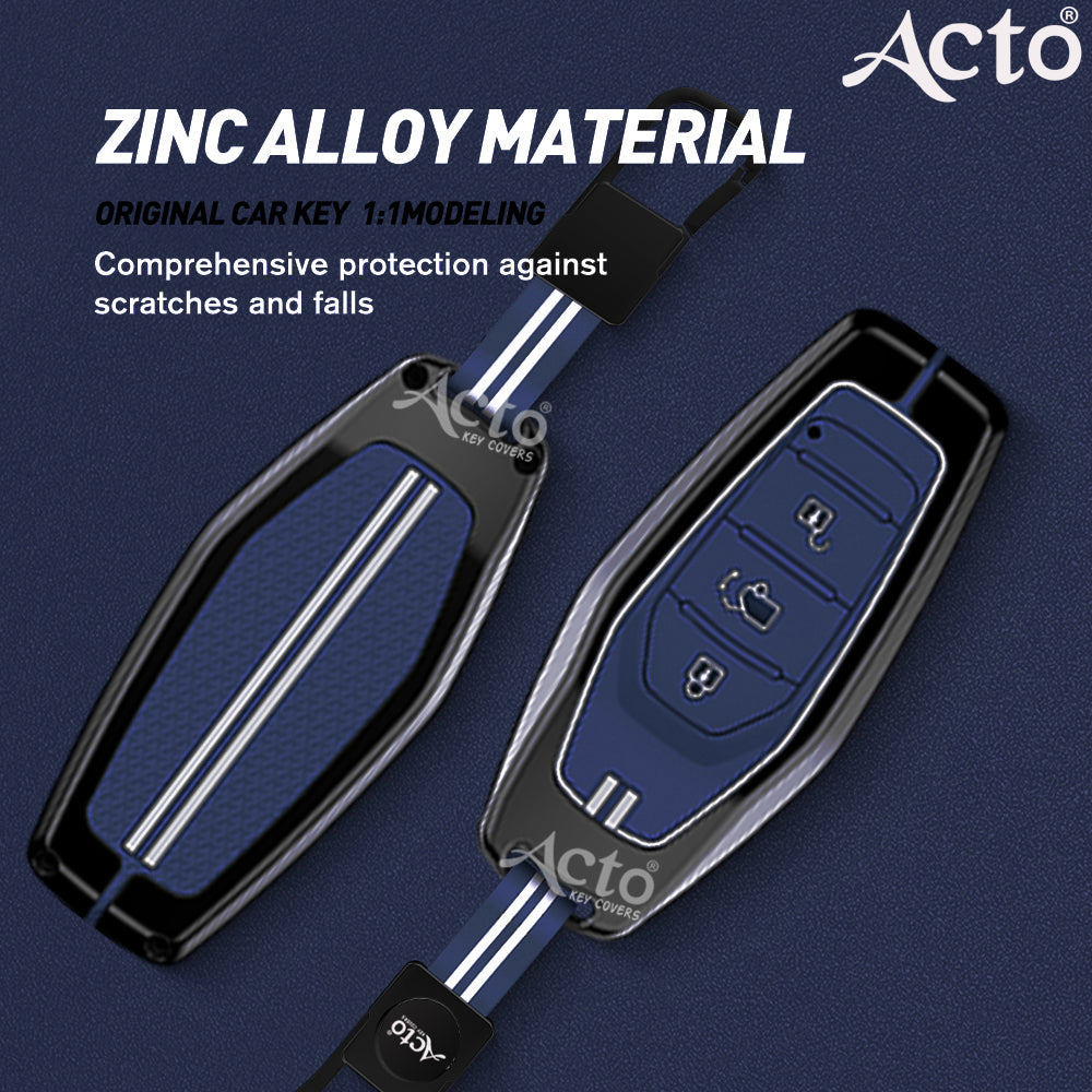 Acto Metal Sapphire Key Cover and Key chain Compatible with Mahindra Xuv500 Pack of 1 Set (Glow in the Night)