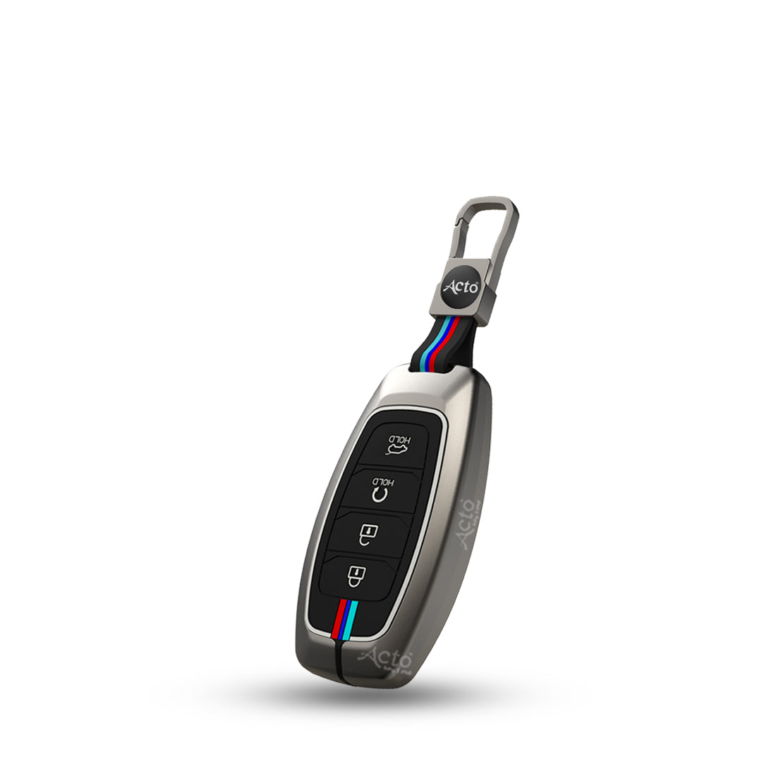 Acto Metal Sapphire Key Cover & Key Chain Compatible with Hyundai New Verna 2020 & Tucson 2021 Smart Key | Premium Metal Key Case | Glow-in-the-Dark Buttons | 360° Protection | Luxury Car Key Fob Protector | Pack of 1 Set