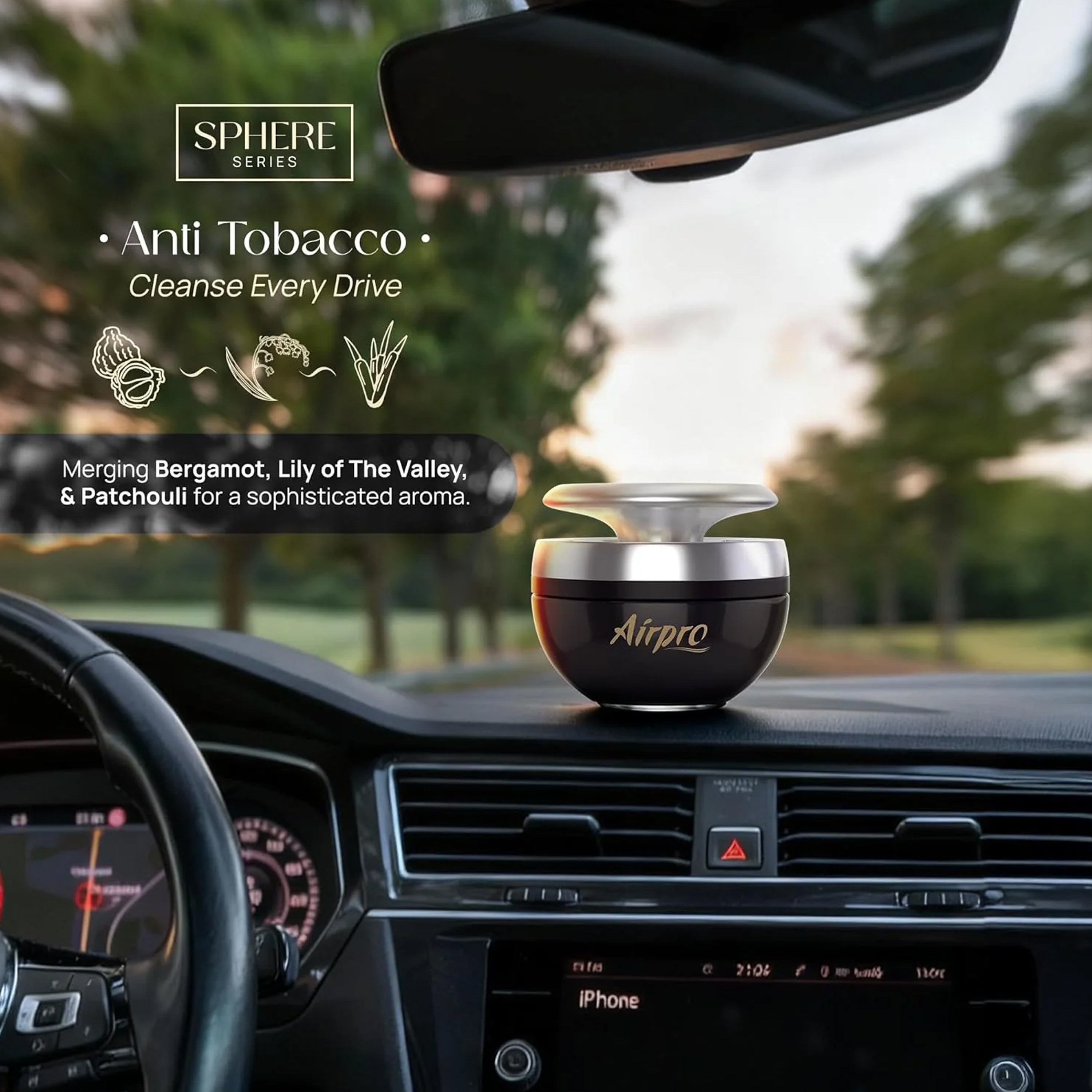 Airpro Luxury Popular Sphere Car Perfume/Air Freshners For Car Dashboard | Long Lasting Fragrance To Freshen'Up Your Car