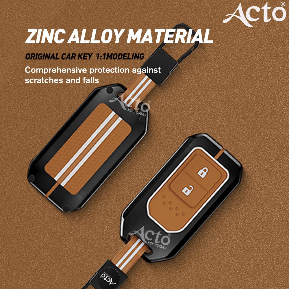 Acto Metal Sapphire Key Cover and Key chain Compatible with Honda BR-V Pack of 1 Set (Glow in the Night)