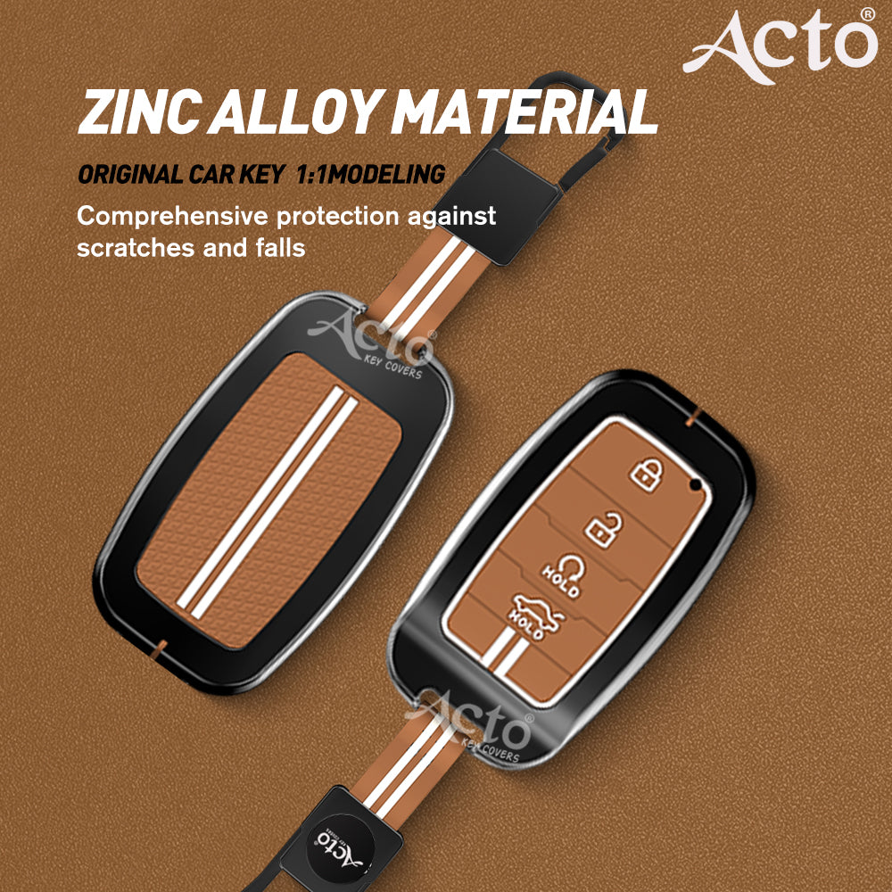 Acto Metal Sapphire Key Cover and Key chain Compatible with KIA Seltos & Sonet Pack of 1 Set (Glow in the Night)