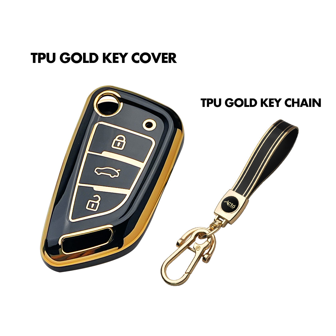 Acto TPU Gold Series Car Key Cover With TPU Gold Key Chain For Xhorse Xhorse Duplicate Key