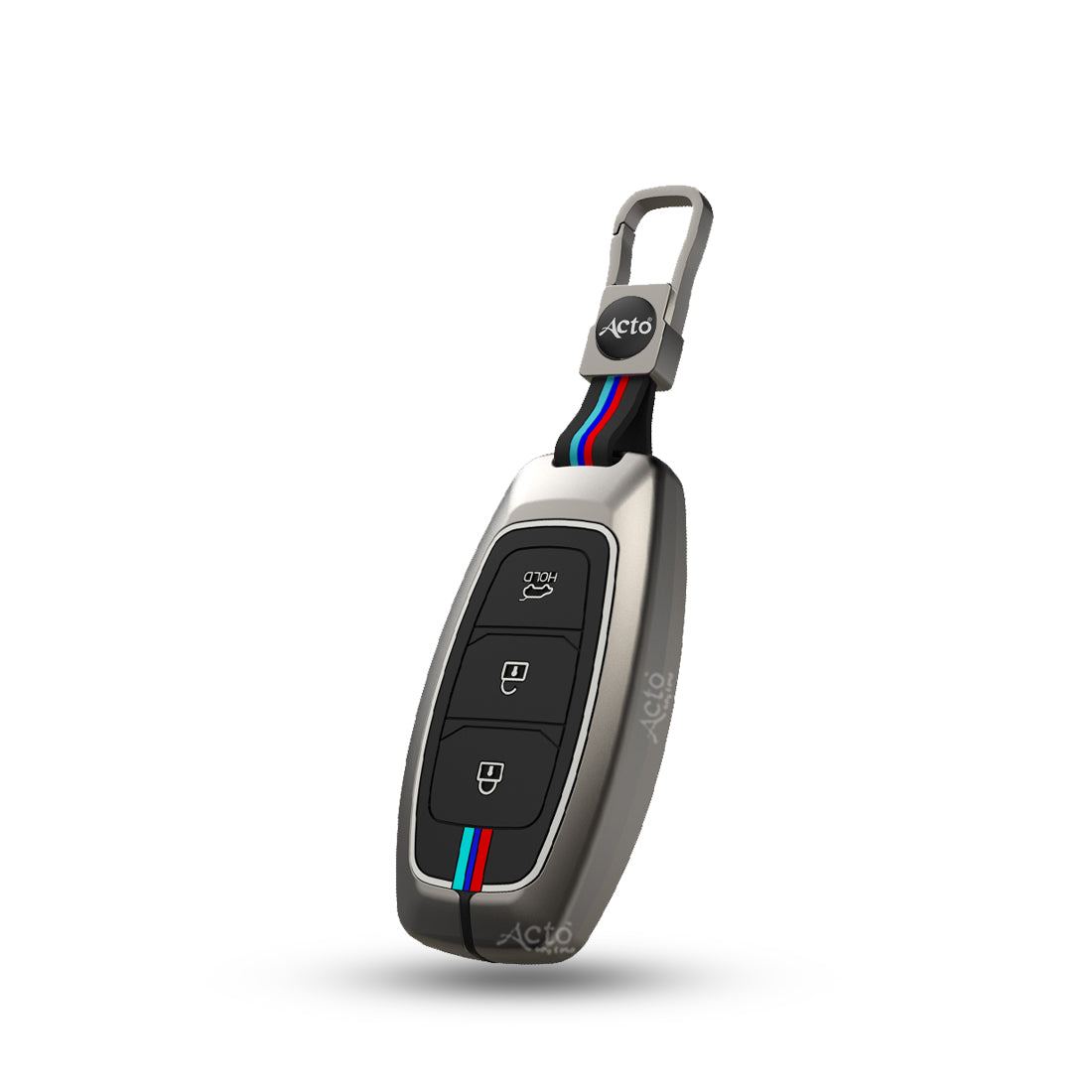 Acto Metal Sapphire Key Cover and Key chain Compatible with Hyundai Kona electric I Verna Pack of 1 Set (Glow in the Night)