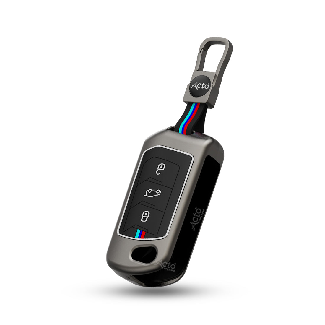 Acto Metal Sapphire Key Cover and Key chain Compatible with Mahindra Thar I Thar Roxx I Bolero I Marazzo I Scorpio I Tuv300 I Xuv700 Pack of 1 Set (Glow in the Night)
