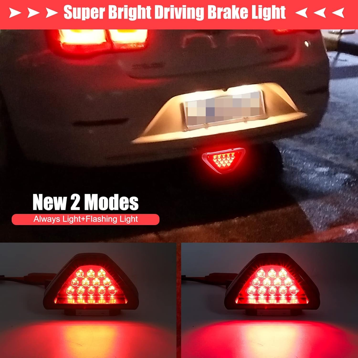 Car Rear Brake Light Style Universal 12V LED Red Compatible with Car/Motorbike