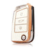 Acto TPU Gold Series Car Key Cover With Diamond Key Ring For Skoda Taigun