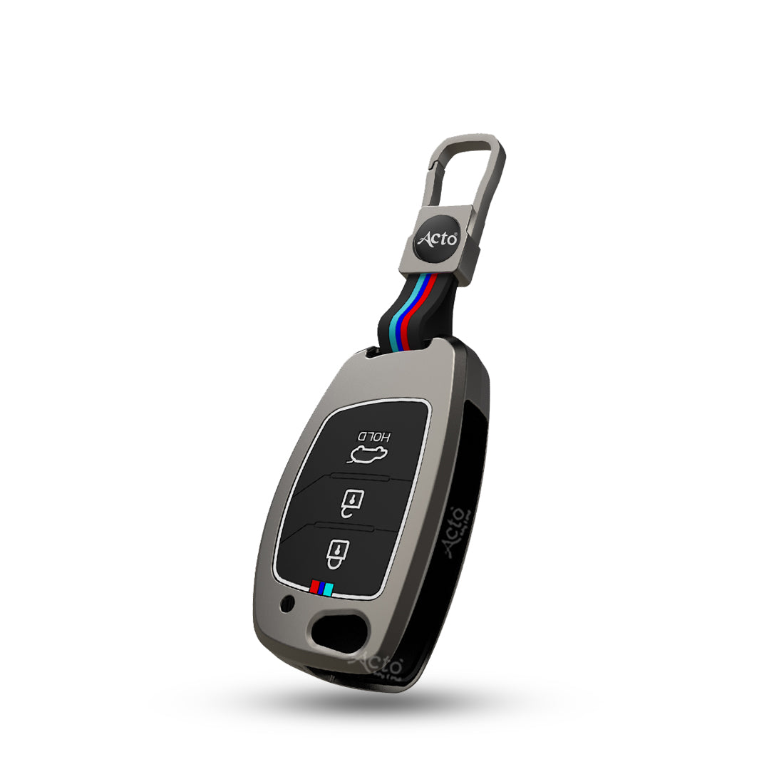 Acto Metal Sapphire Key Cover and Key chain Compatible with Hyudai  Aura I I10 Grand Nios I i20  (2021) I Creta I i20 Active I I-20 Elite I Xcent 2019+ Pack of 1 Set (Glow in the Night)