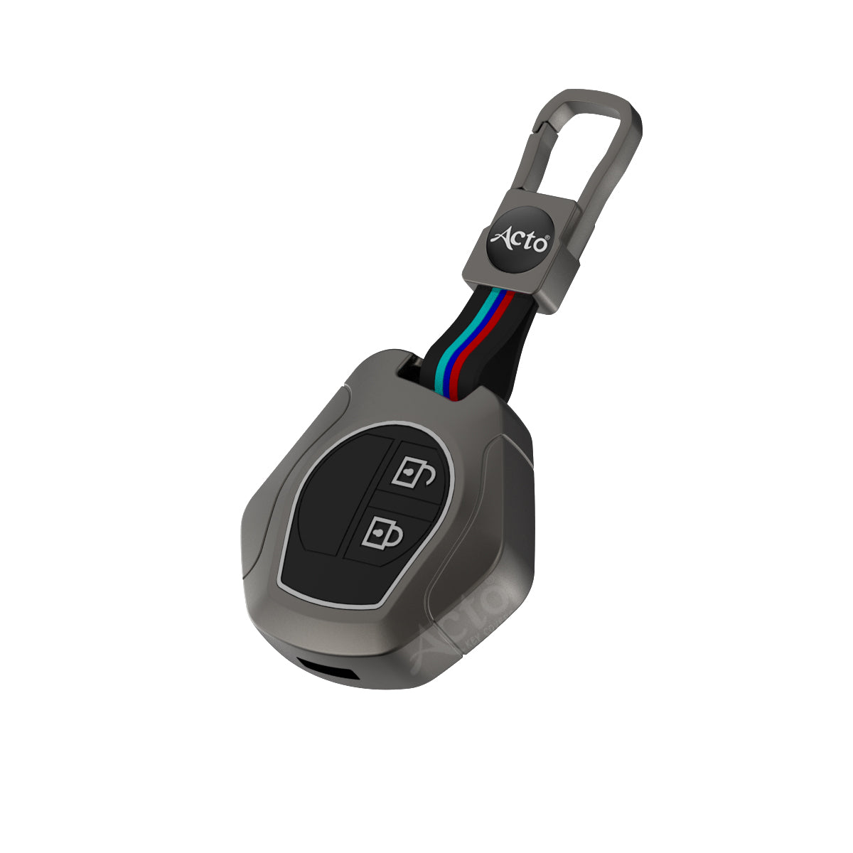 Acto Metal Sapphire Key Cover and Key chain Compatible with Suzuki Swift I Alto I Alto K-10 I Alto 800 I Baleno I Breeza I Celerio I Dzire I Ciaz I Ignis I S-cross I Ertiga I XL-6 I Spresso I Ritz I SX4 I WagonR Pack of 1 Set (Glow in the Night)