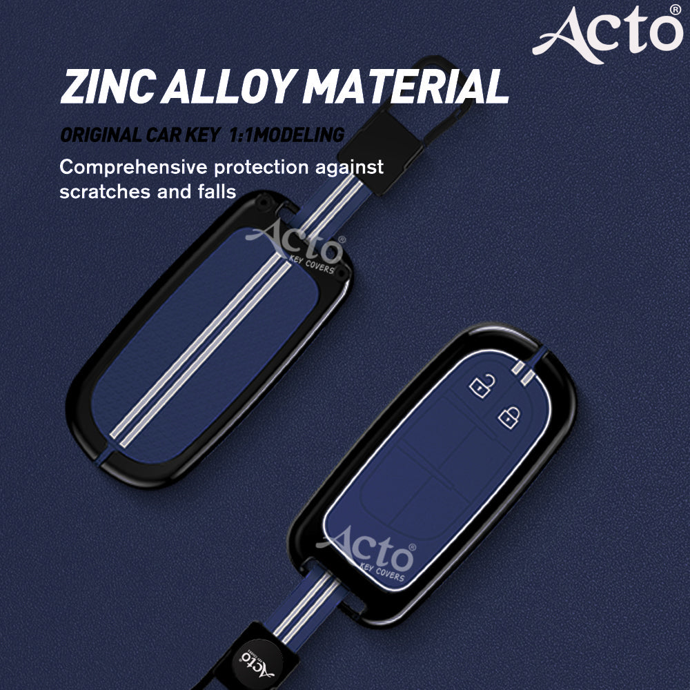 Acto Metal Sapphire Key Cover and Key chain Jeep Compass & Compass Trailhawk Compatible with  Pack of 1 Set (Glow in the Night)