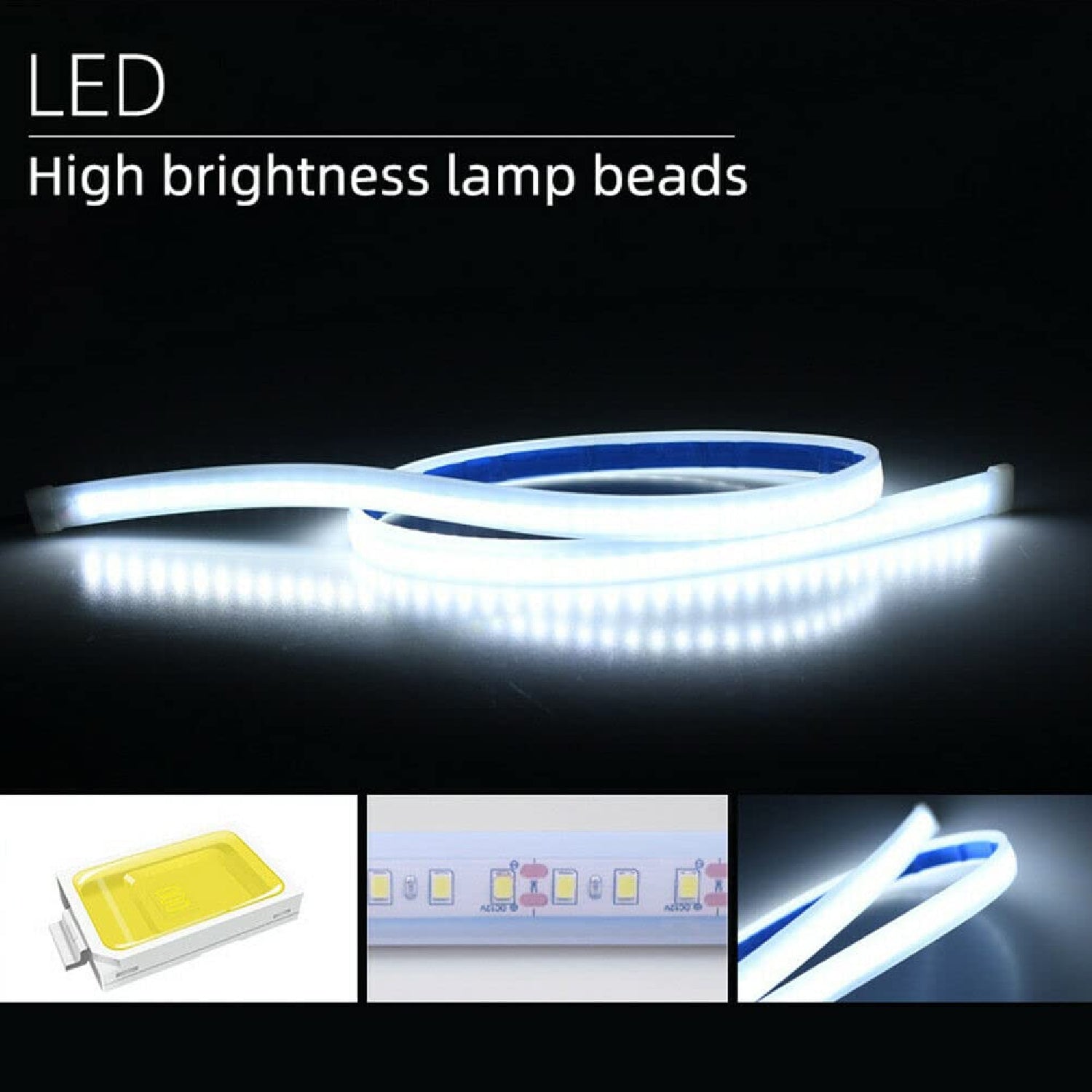 Car Hood Light Exterior Flexible Car Strip White Lights, Dynamic Car LED Strip Light Running Light Strip for Car