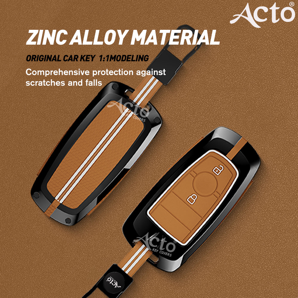 Acto Metal Sapphire Key Cover and Key chain Compatible with Ford Figo Pack of 1 Set (Glow in the Night)
