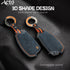 ACTO Alcantra Key Cover and Key Chain in Dashing Blue Cover and Orange Sticking Design Compatible with Audi